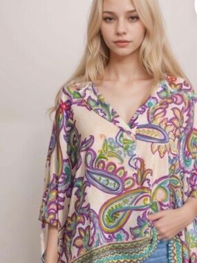 JOHNNY WAS Silk poncho